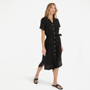 Marche The Rosemary Black Linen Midi Dress